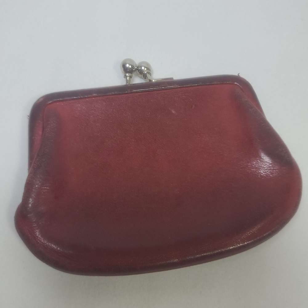 RARE Vintage Coach Kisslock Coin Change Purse Wallet Red Leather No. 7155 - Picture 5 of 10